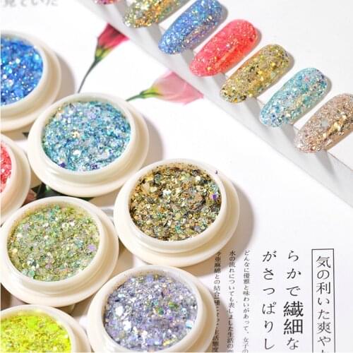 12 Colors new pattern 3D Nail Art Mixed Shaped Glitter UV Gel Glitter Glitter Powder DIY Dust Glitter Glitter Sequins Manicure D