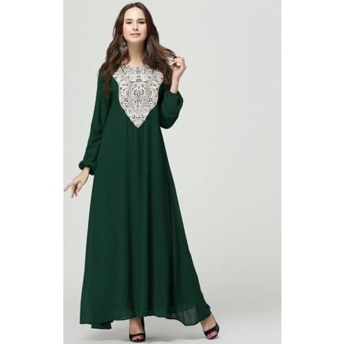 2016 Malaysia Arabia Middle East Muslim Abaya Appliques New Jilbabs Caftan Large Size Garment Long Sleeves Fashion Dress