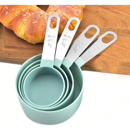 4Pcs Multi Purpose Spoons/Cup Measuring Tools PP Baking Accessories 201 Stainless Steel/Plastic Handle Kitchen Gadgets