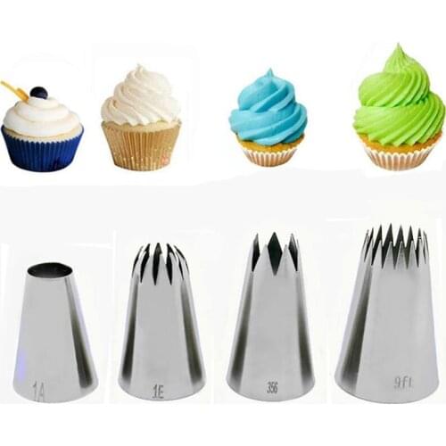 4pcs Large Size Icing Piping Nozzles Cake Decorating Pastry Tip Stainless Steel Mouth Fondant Cream Baking Tools Accessories 9FT