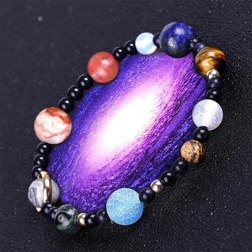 6pcs Natural stone Blue Sandstone moon bracelet universal star galaxyss string popular Jewelry Making Free