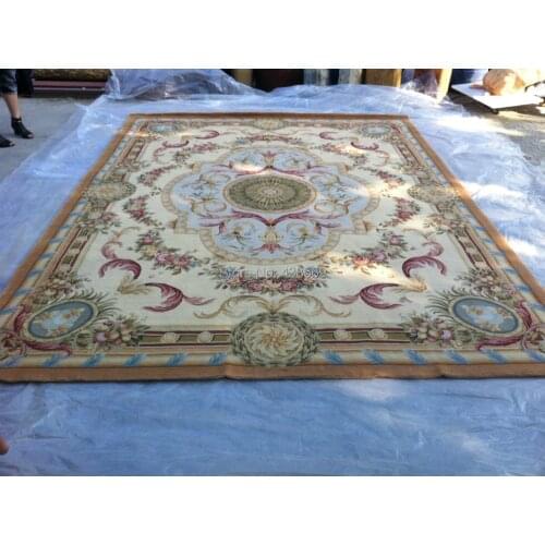Free shipping 9'x12' 90 Line Savonnerie Carpet, 100% woolen handmade rug