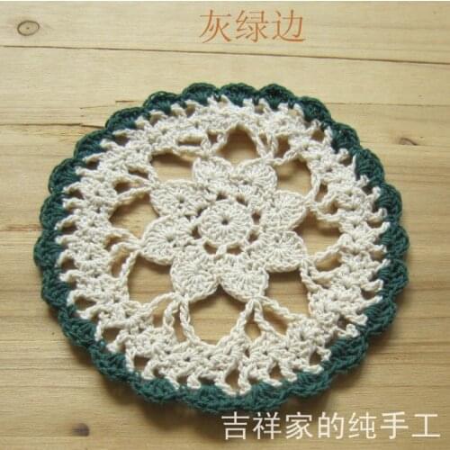 Free shipping 2015 new fashion 12pic/lot round fabric doilies for dinning table cup mat pad with flowers lace felt for home deco