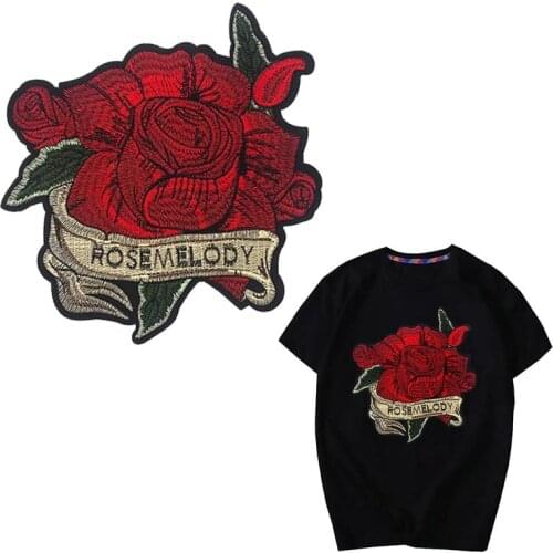 Large Embroidered 3D Rose Flower Sewing Clothes Patches Trimmings Applique Wedding Dress Gown DIY Decoration Crafts