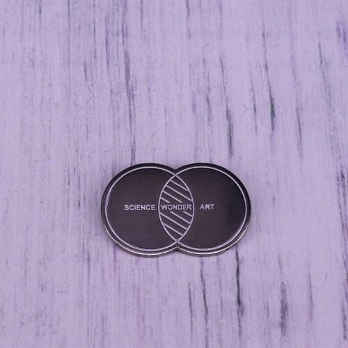 Science Wonder Art Brooch White Minimalist Lines Button Lapel Pin Nerdy Aesthetics Accessory
