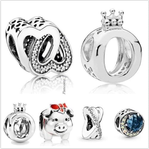 Authentic 925 Sterling Silver Moon And Night Sky With Rainbow Crystal Charm Beads Fit Pandora Bracelet & Necklace Jewelry