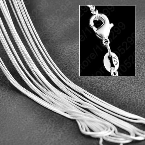 Wholesale 10pcs/Lot Pure 925 Sterling Silver Snake Necklaces Fashion Chain Jewelry Accessory
