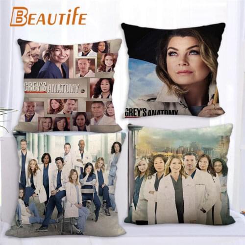 Custom Greys Anatomy TV Pillowcase 45X45cm Wedding Decorative Eco-Friendly Cotton Linen Fabric Pillow Case