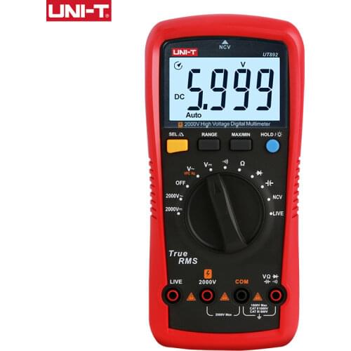 UT123D Automatic Smart Digital Multimeter RMS AC/DC Current Voltage Resistance And Capacitance Tester Household Multimeter