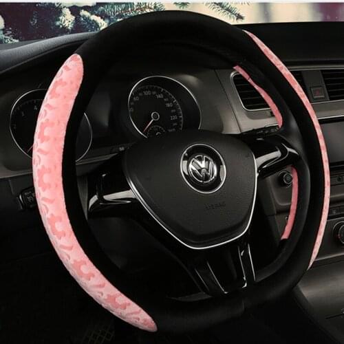 D Shape Leather Car Steering Wheel Cover Four Seasons Steering Wheel Hubs for VW GOLF 7 8 2015 POLO JATTA Interior Accessories