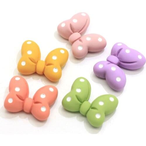 Polka Dot Bow Tie Flat Back Resin Bowknot Cabochon Scrapbooking Accessories Decorative Craft For Hairbow DIY Jewe