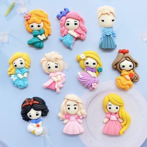 10Pcs Resin Cabochon Kawaii Princess With Various Characteristics Flatback Scrapbooking Craft Embellishments DIY Hair Bow Acces