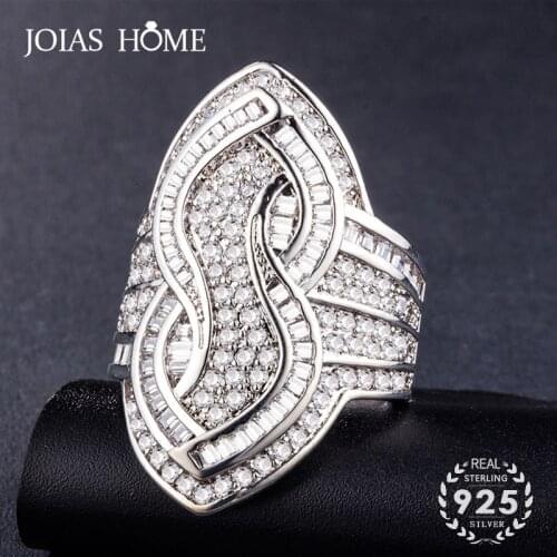JoiasHomeTrendy 925 Sterling Silver Ring Jewelry with Geometric shape Zircon Gemstone Women Rings Wedding Party Gift wholesale