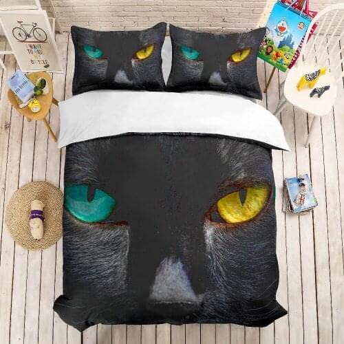 3D Cat Head Close-Up Bedding Set Gift Design Home Textiles Black Grey Bed Linens Drop Ship Cartoon Duvet Cover Set