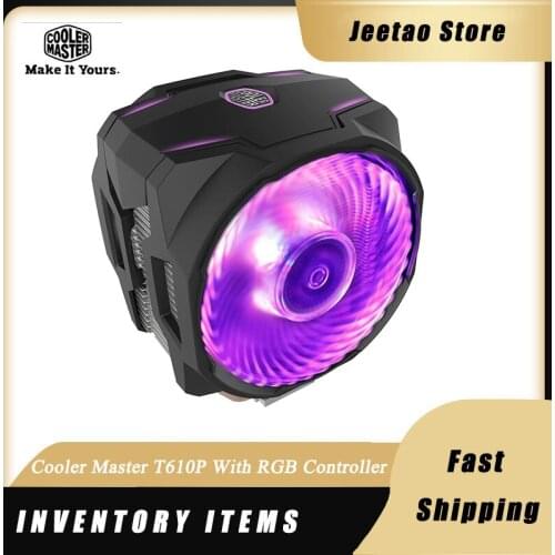 Cooler Master T610P 6 Heatpipe CPU Cooler Double 12cm RGB PWM Fan With Controller Radiator For Intel 115x 2011 2066 AMD AM4 AM3