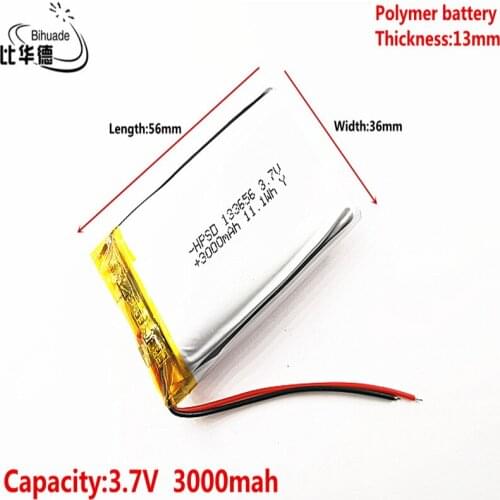 3.7V 3000mAh 133656 Lithium Polymer Li-Po li ion Rechargeable Battery cells For Mp3 MP4 MP5 GPS mobile bluetooth