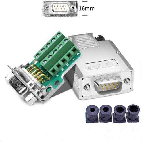 Metal Shell DB9 Breakout Connector Welding Free Joint DB9 Pin Serial Port Head Male/Female 9Pin RS232 Serial COM Port 485 Plug