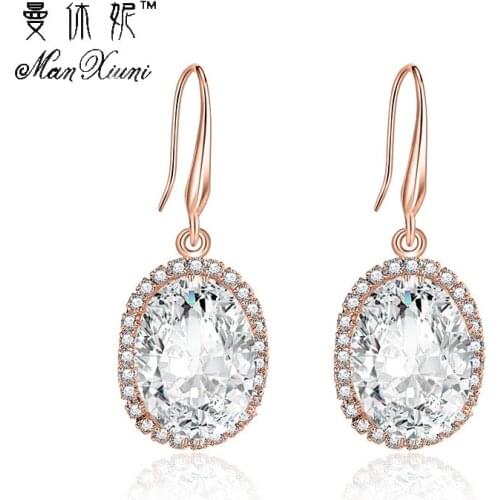 Trendy Earring Egg Round Crystal Earrings for Women Vintage Rose Gold Color Wedding Party Earrings Jewelry brinco feminino Gift