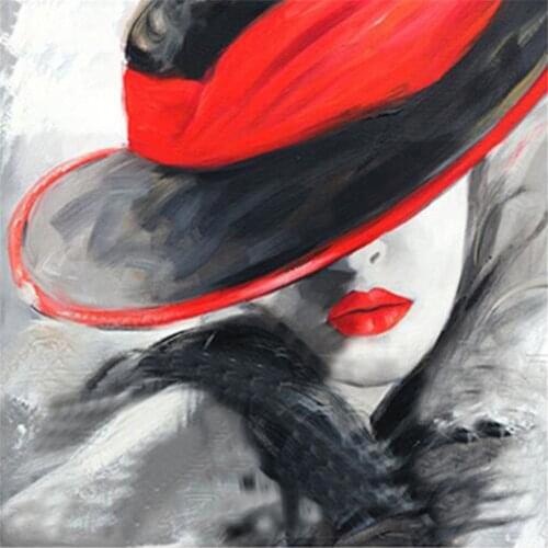 Pretty Lady In Hat Printed 11CT Cross Stitch Complete Kit Embroidery DMC Threads Craft Hobby Sewing Handmade Design Mulina