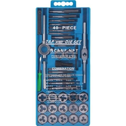 Flexsteel 40PCS Alloy Steel 58-62HRC Tap and Die Set,9/20/40Pcs Metric Tap Wrench Thread Tools Dies Holder for Professional Use