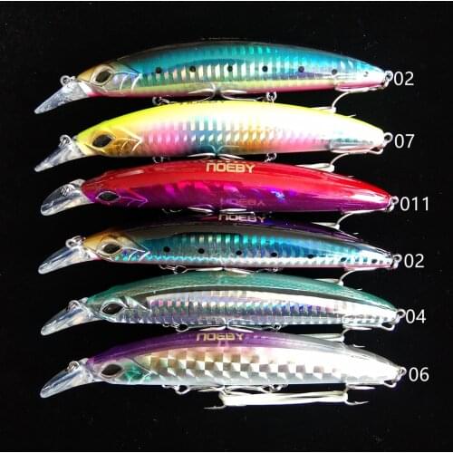 Noeby 6pcs 19g/110mm Floating depth 0-1.0m minnow fishing lure Artificial bait 3D eyes fishing tackle