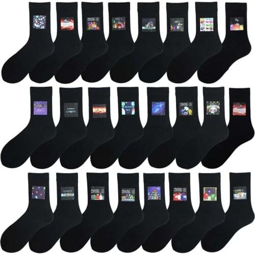 Simplicity Black Cartoon Printing Pattern Optional Business Socks Hot Sale For Men And Women Comfortable Leisure Socks