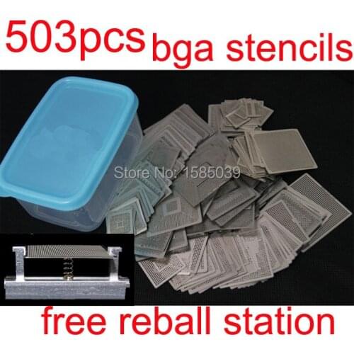 New arrival heated directly 503pcs/set BGA stencils with free reball station BGA reballing stencils kit