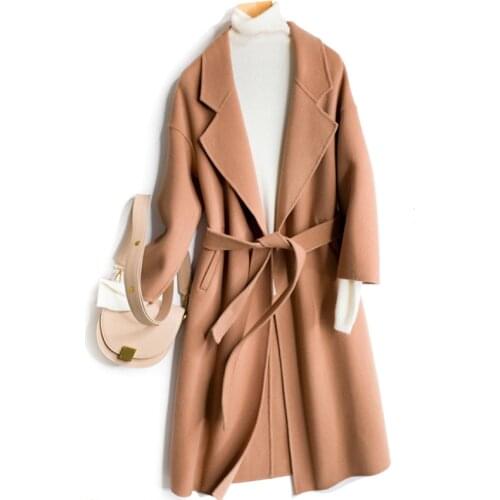 Solid Color Outerwear Female Coats Korean Long Wool Coat Women 2020 New Autumn Winter Casual Fashion Streetwear