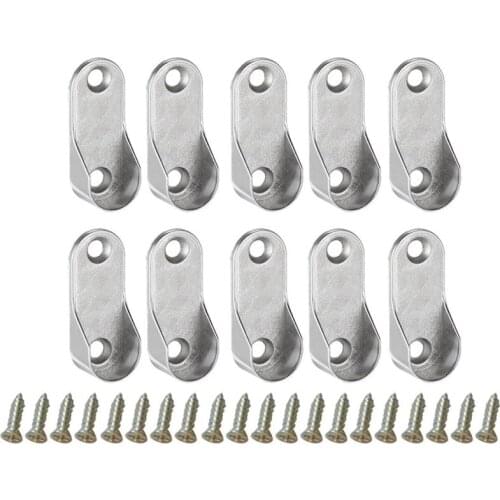 30Pcs Oval Closet Rod End Supports Furniture Hardware Accessories Wardrobe Tube Support Bracket Clothes Hanging Rod Holder