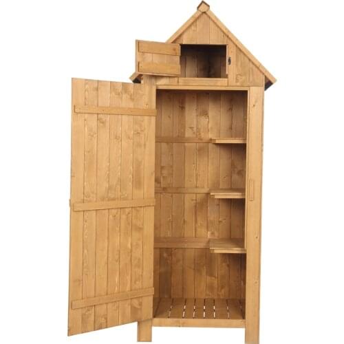 Fir wood Arrow Shed with Single Door Wooden Garden Shed Wooden Lockers Wood Color For Patio Cushions and Gardening Tools
