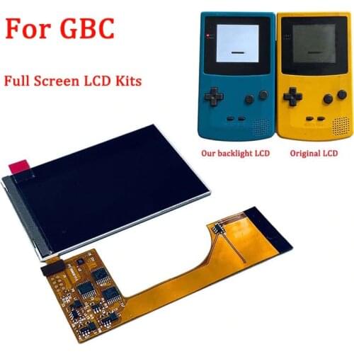 IPS Full Screen LCD Backlight kits for Nintendo Gameboy Color ips backlight lcd for GBC Game Console LCD screen with glass lens