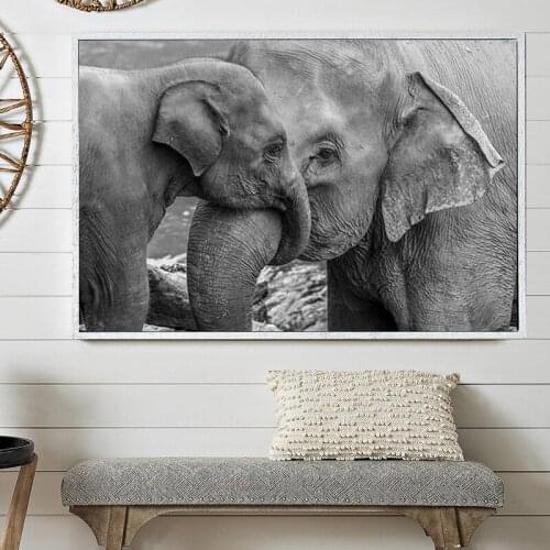 Nature Animals Black and White Elephant Canvas Painting Wall Art Nordic Posters and Prints Wall Pictures for Living Room Decor