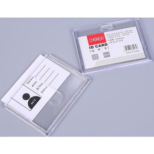 1PCS Transparent Card Cover Case Badge Holder Acrylic Factory Company Office Staff Employees ID Name Tag Pass Bus Card Sleeve