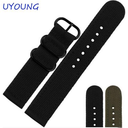 UYOUNG Watchband 20mm 22mm ZULU watch band NATO Nylon Watch Strap 304 stainless steel Buckle free shipping