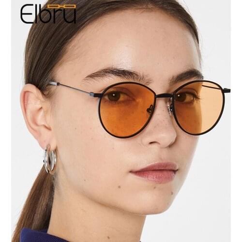 Elbru Women Brand Designer Sunglasses Vintage Cat Eye Sun Glasses Lady Ocean Color Lens Sunshades Glasses Female UV400 Glasses