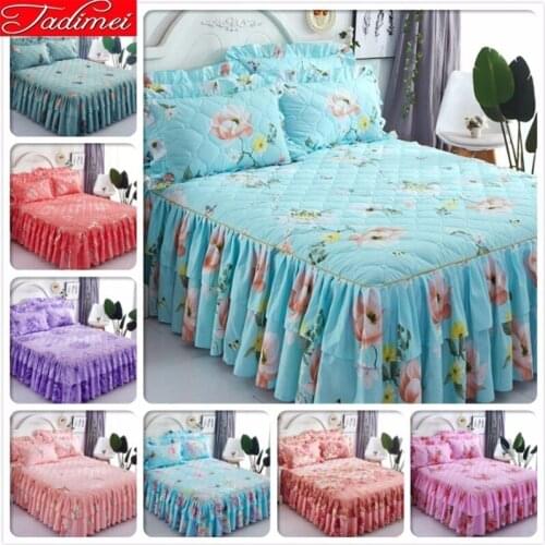 120x200 150x200 180x200 180x220 200x220 Thick Quilted Bed Skirt Adult Kids Bedspreads Sheet Cover Linen Cotton Single Queen Size