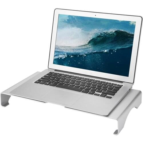 1 Layer Aluminum Alloy Monitor Riser Notebook Laptop Desk Stand Organizer Shelf Silver Monitor Riser