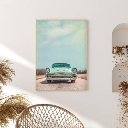 Vintage American Car Photography Poster Prints Gift for Chevy Lover , For Old Chevy Picture Canvas Painting Retro Wall Art Decor