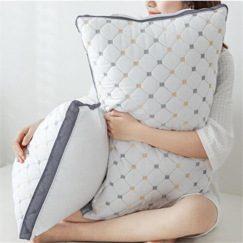 High Elastic Embroidery Quilted Pillow Soft Neck Protector Sleep Pillow for Home and Travel for Family