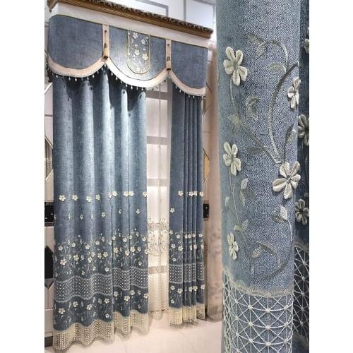 Embossment high-grade embroidered curtains for Living Room Curtains 100% Cotton Europe Pure and fresh curtains for Bedroom/Hotel