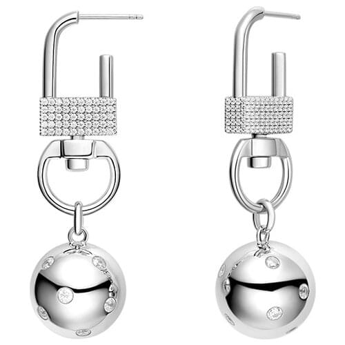 SLJELY Fashion Pure 925 Sterling Silver BOBO Swinging Ball Earrings Micro Cubic Zirconia for Women Fine Brand Jewelry
