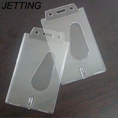 1PC JETTING Vertical Credit Card Holder Transparent Hard Plastic Business Credit Card ID Badge Holder 100*60*4mm