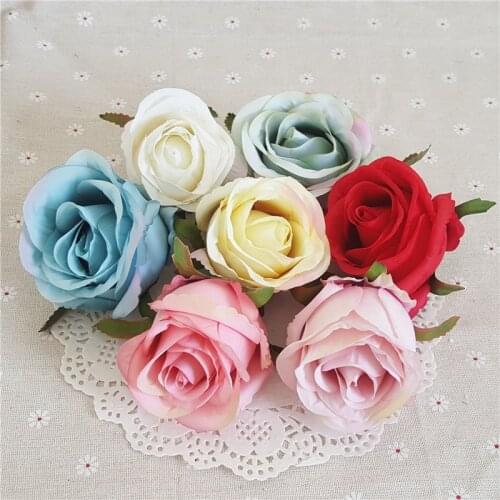 10pcs 7cm Vintage Retro Silk Roses Flower Heads DIY Handmade Crafts Supplies Fake Flowers Wedding Party Decoration Luxury Flower
