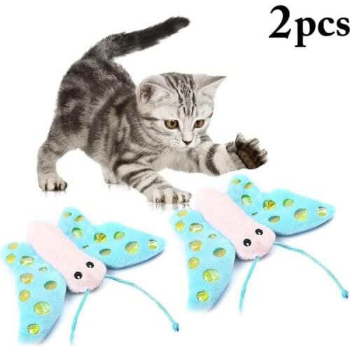 2pcs Pet Butterfly Cat Toy Cute Plush Catnip Toy Cat Chew Toy Cat Sound Toy Funny Playing Toys For Cats Supplies