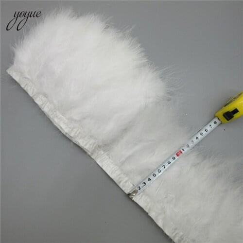 2Yards/lot White Fluffy Marabou Feather Trims Fringe 6-8inch Turkey Feathers for Crafts Ribbon Boa Clothing Wedding Decoration