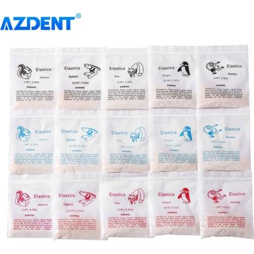5000pcs/Box AZDENT Dental Orthodontic Zoo Pack Elastics Oral Rubber Bands Braces Elastics Rings 3.5OZ 5.0OZ 6.5OZ