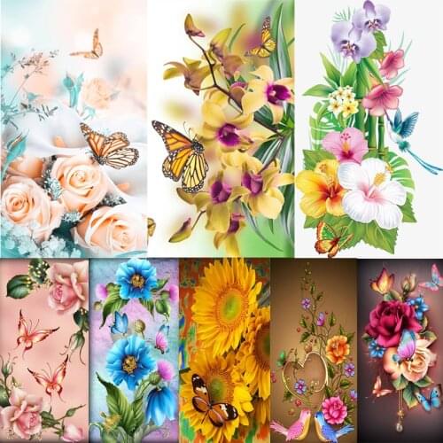 5D Full Drill Diamond Painting Flower Butterfly Embroidery Mosaic Craft Kit Wall Art Home Decor