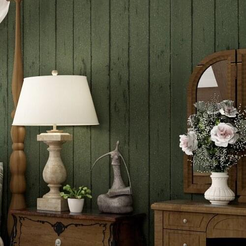 American Vintage 3d Green Wallpaper Tv Background Retro Wood Stripes Pattern Wall Paper Bedroom Mural Wall Covering 10m Qz111