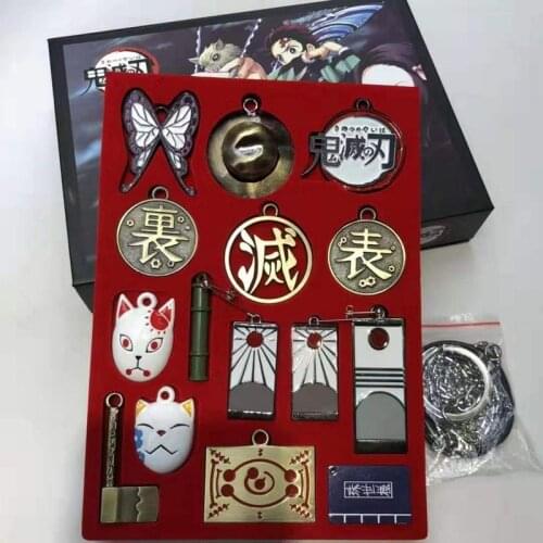 Anime Demon Slayer Sword Keychain Cartoon Katana Ghost Blade Mask Zenitsu Tanjirou Nezuko Tsuyuri Kanao Tanjirou Weapons llavero