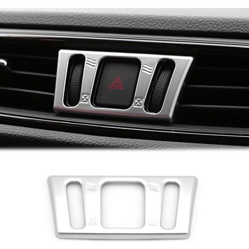 Car Central Air Vent Emergency Light Console Chrome Cover Trim Bezel Styling for Nissan Rogue X-Trail 2014-2018